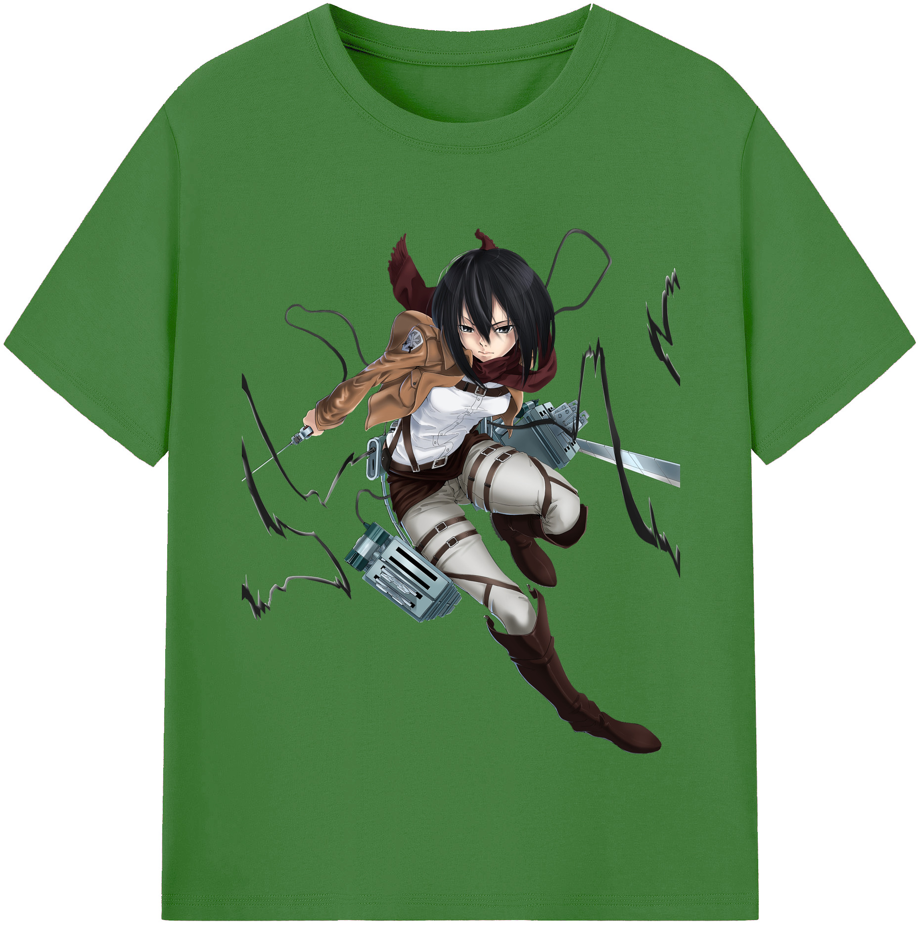 （画像用） 進撃の巨人 ミカサ·アッカーマン Attack on Titan Mikasa Ackerman レディースカジュアルプリントTシャツ（綿100％）